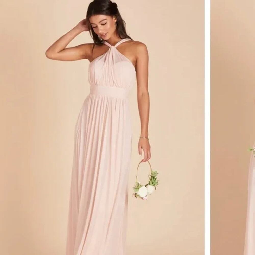 Birdy Grey Dress XS Pale Blush Kiko Halter Formal Bridesmaid Maxi Dress NWT!